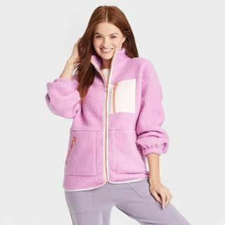 Jaket Sherpa Wanita Ungu