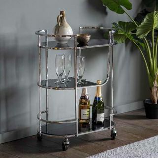 Jen Three Tier Drinks Trolley di Silver