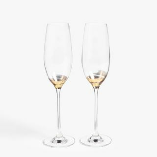 John Lewis & Rekan Swirl Stem Champagne Flute, 240ml, Clear / Gold
