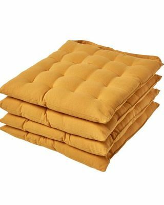 Bantalan Kursi Polos Kuning Mustard dengan Tali Kancing 100% Cotton