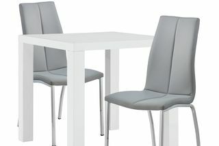 Argos Home Lyssa White Gloss Table & 2 Kursi Milo Abu-abu