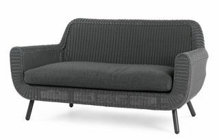 Sofa Taman 2 Kursi, Rotan Abu-abu