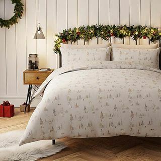 Snowy Scene 100% Cotton White Duvet Cover dan Pillowcase Set