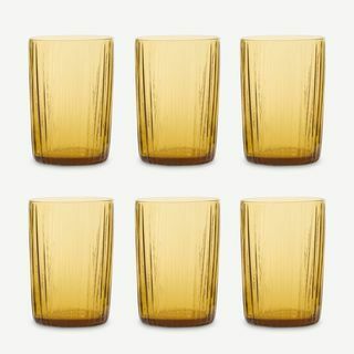 Bitz Kusintha Set 6 Tumbler Ribbed, 280 ml, Gelas Daur Ulang Amber