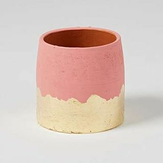 Tierra Pink & Emas Digagalkan Basis Terracotta Pot Tanaman Kecil