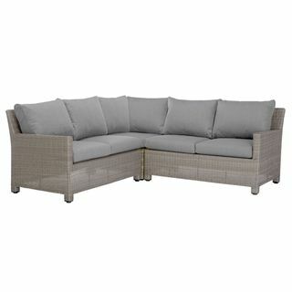 Sofa Lounging Sudut Taman Modular 4 Kursi, Abu-abu