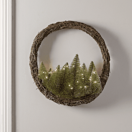 Light Up Brush Trees Wreath