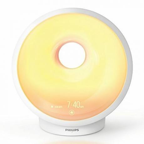 Philips Somneo Sunrise Bangun dan Lampu Terapi Tidur dengan Sunrise Alarm dan Sunset Fading Night Light, White HF3650 / 60