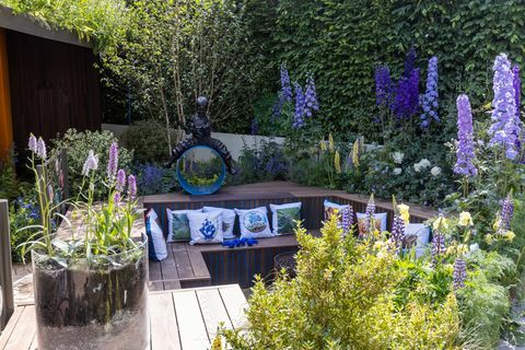 chelsea flower show 2022 taman peter biru baru menemukan tanah oleh desainer juliet sargeant