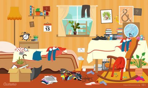 gambar puzzle - tempatkan benda-benda sial di kamar tidur