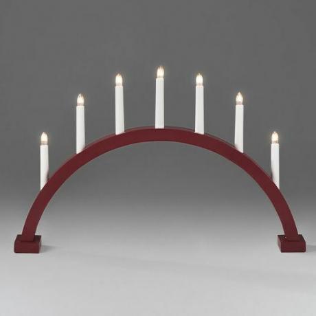 7 Bulb Red Curved Candlestick
