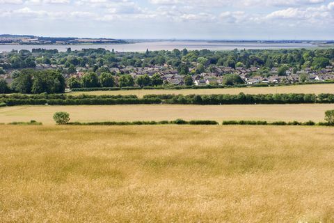 "desa elloughton cum di seberang ladang gandum di tepi muara humber di yorkshire, Inggris"