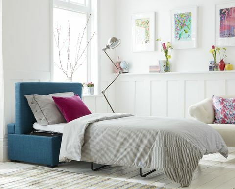 sofacom henry bed in box dengan bahan katun linen oxford biru