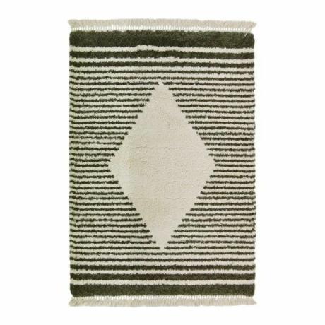 Safi Fringed Diamond Green Rug