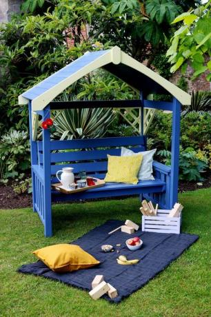 cat furnitur taman, cat kayu biru peregrine