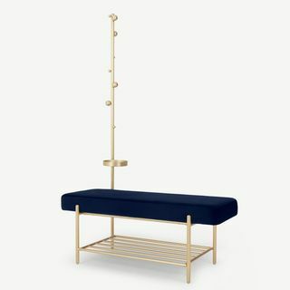 Asare Hallway Storage Bench, Royal Blue Velvet & Brass