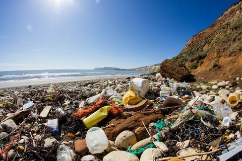 pantai sampah plastik