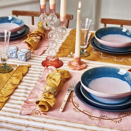 Loretta Pink Cotton Placemats, Set of Two