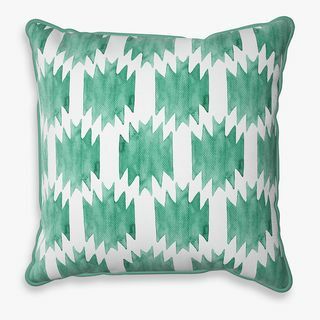 John Lewis & Partners Tile Print Garden Cushion, 43 x 43cm, Emerald / Putih