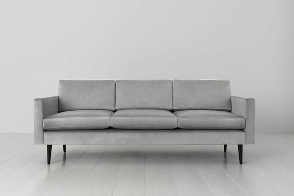 Model 01 Beludru Sofa 3 Seater Abu-abu Muda