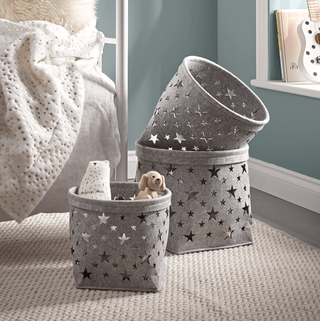 Three Starry Felt Baskets - Abu-abu