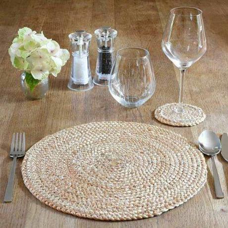 Eono Jute Hand Braided Placemats, Set isi 4