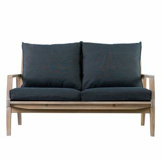 Sofa Kayu Akasia 2-Tempat Duduk Madrid Outdoor berwarna Abu-abu