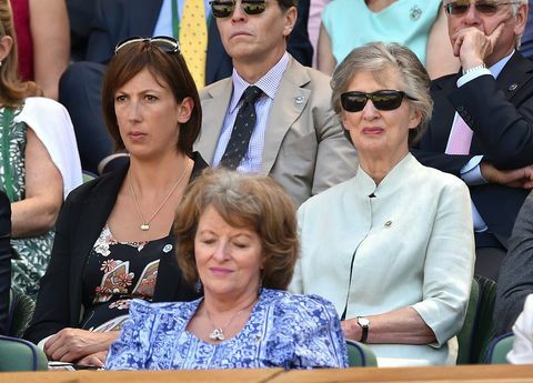 Miranda Hart dan ibu Diana (Dee) Hart Dyke - tenis Wimbledon, 2014