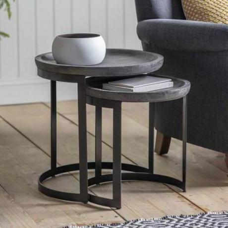 Vanessa Round Wooden Nest of Tables in Black