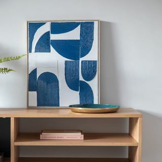 Laura Wall Art berwarna Biru dengan Bingkai