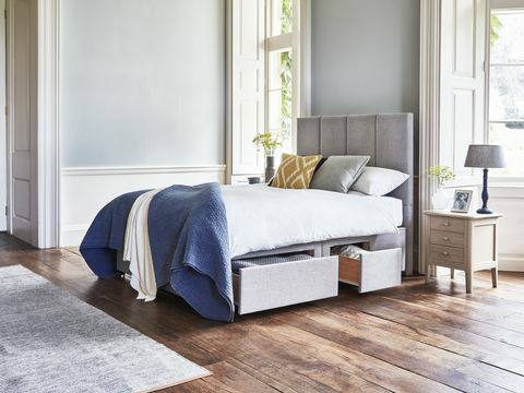 Willow & Hall Tempat Tidur Penyimpanan Braydon dengan Durrington Divan di Country Linen Zinc £ 1,093