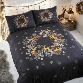 Set Tempat Tidur Natal Holly Wreath Multi