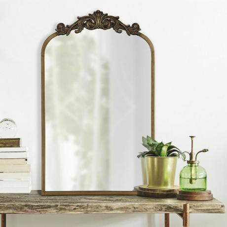 Anglo Arch Metal Wall Mirror - Emas Antik